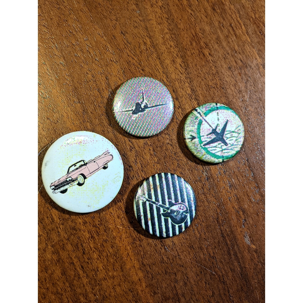4 piece Vintage Pinback Button Bundle